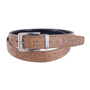 CTM Leather Matte Reversible Croc Print Clamp on Buckle Belt